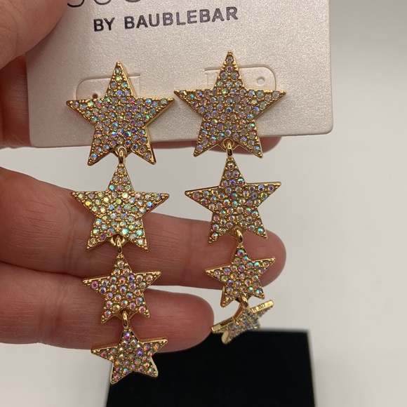 Sugarfix by Baublebar Gold Rhinestone Iridescent Star Earrings New with tags! - Picture 3 of 4
